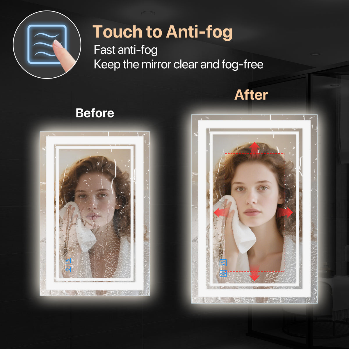32"x 24" LED Mirror for Bathroom