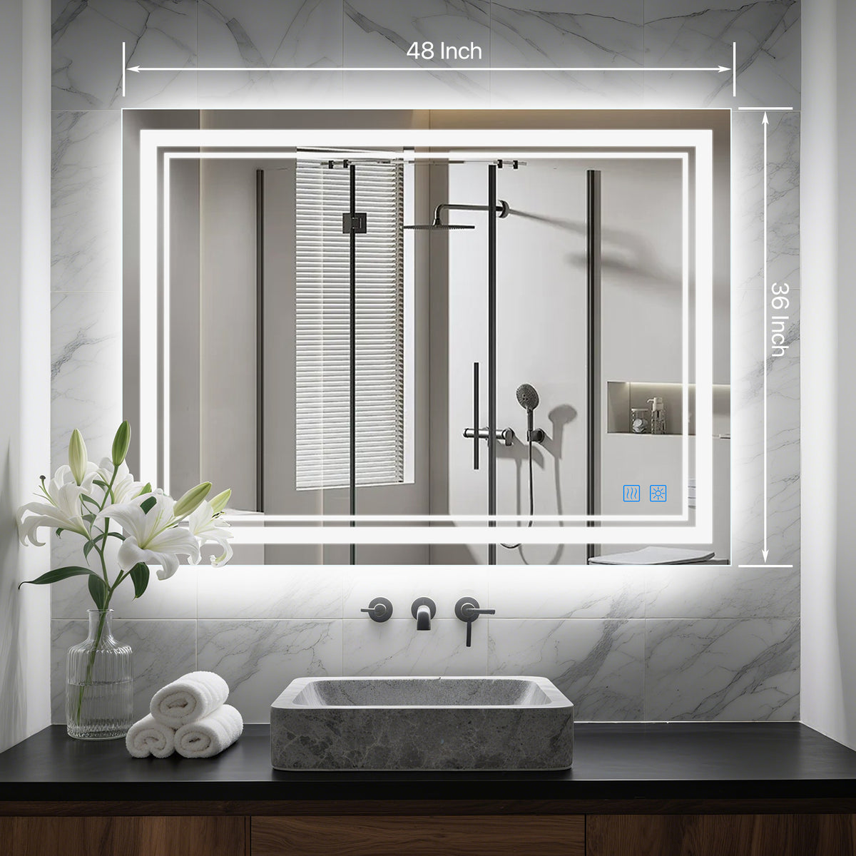 48"x36" LED Mirror for Bathroom