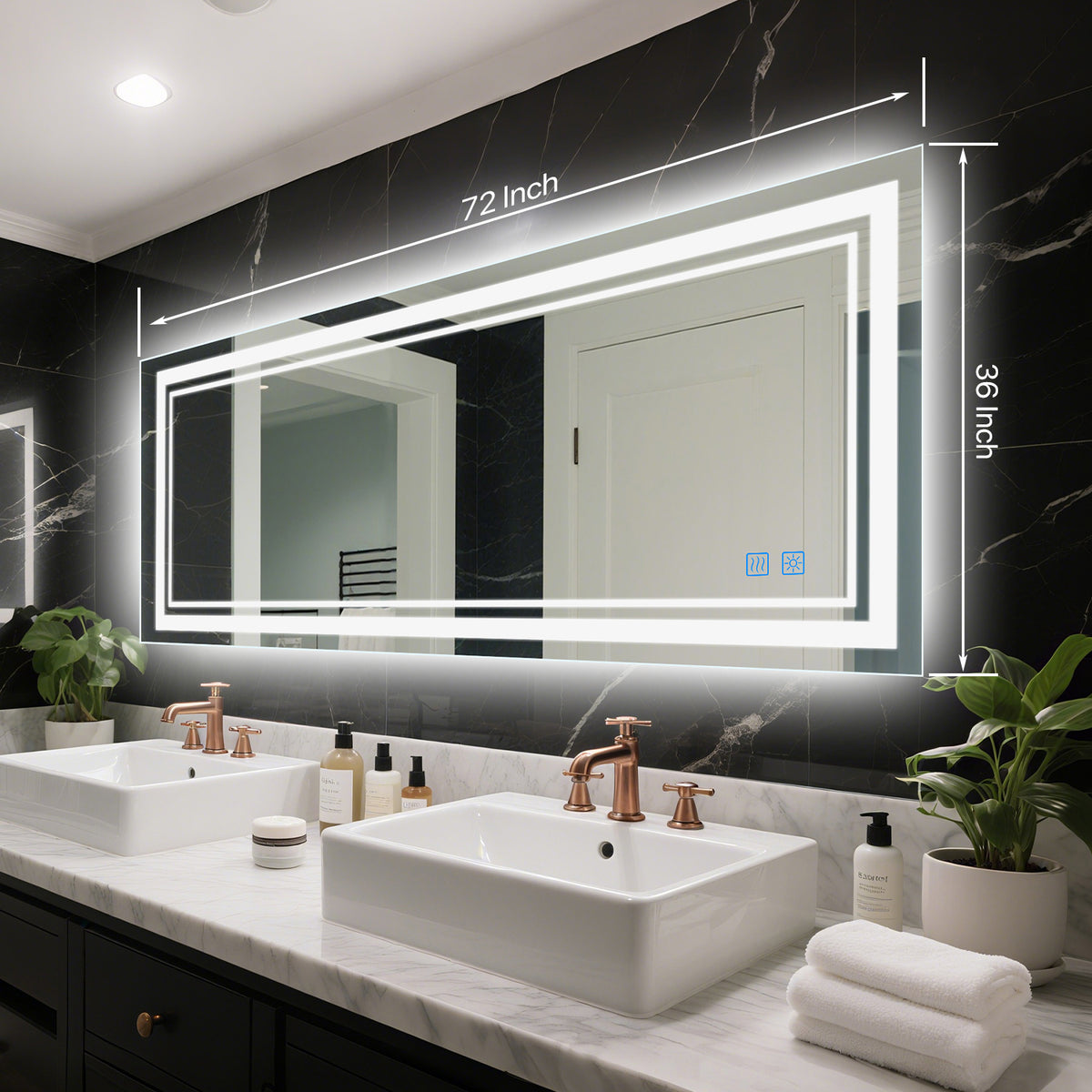 72"x36" LED Mirror for Bathroom