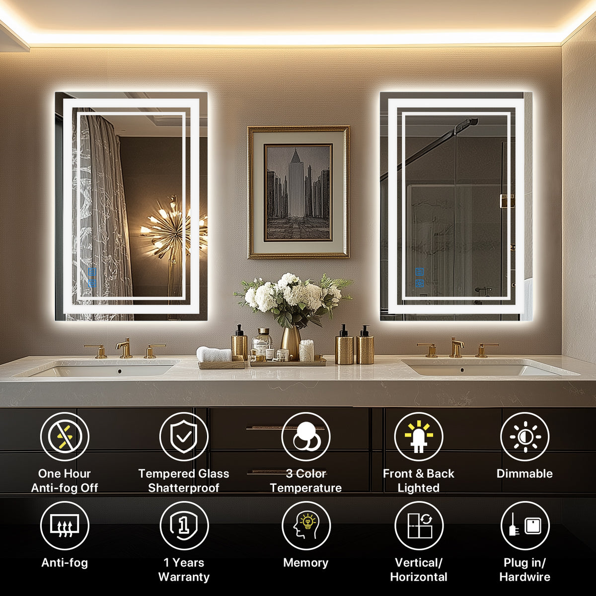 32"x 24" LED Mirror for Bathroom