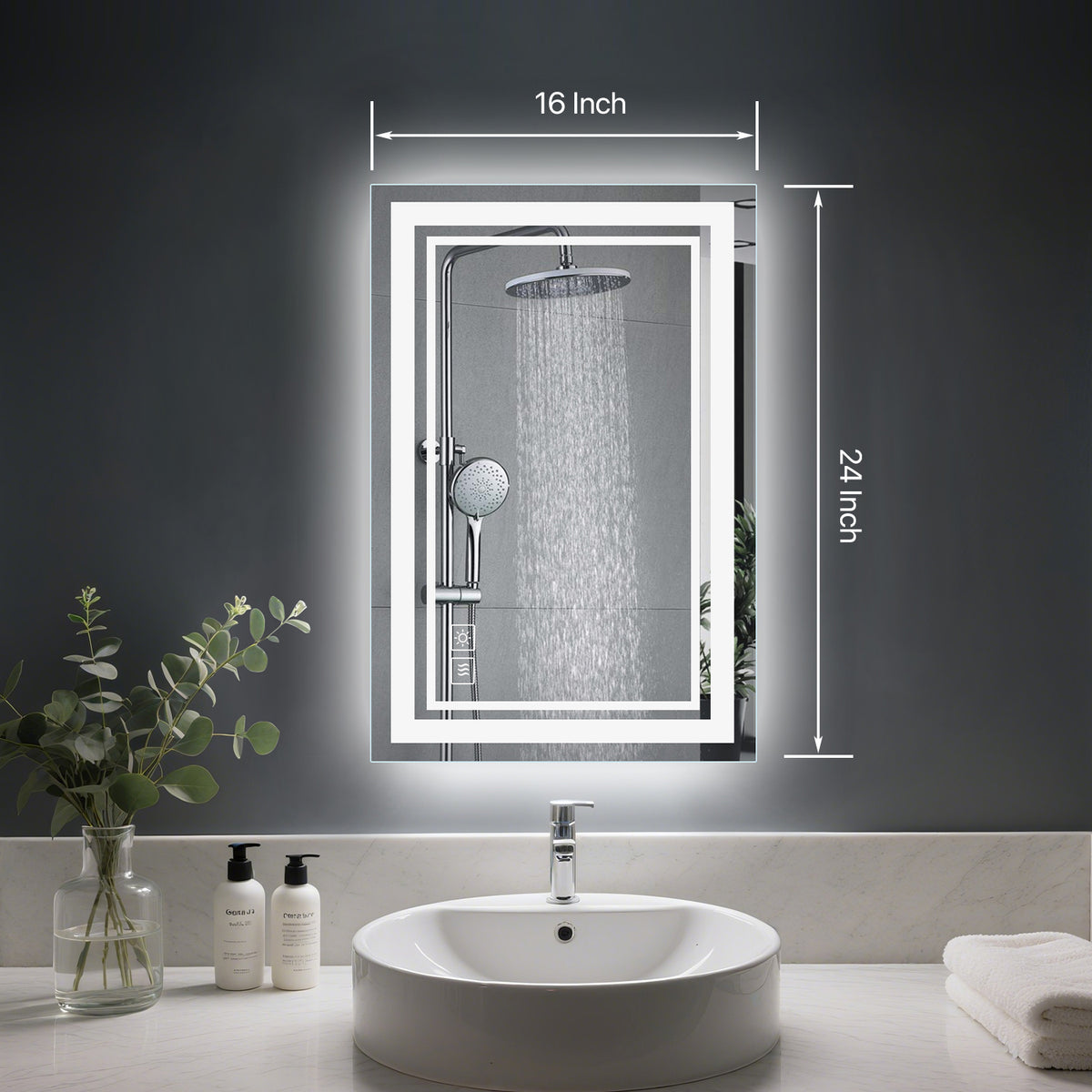 24"x16" LED Mirror for Bathroom