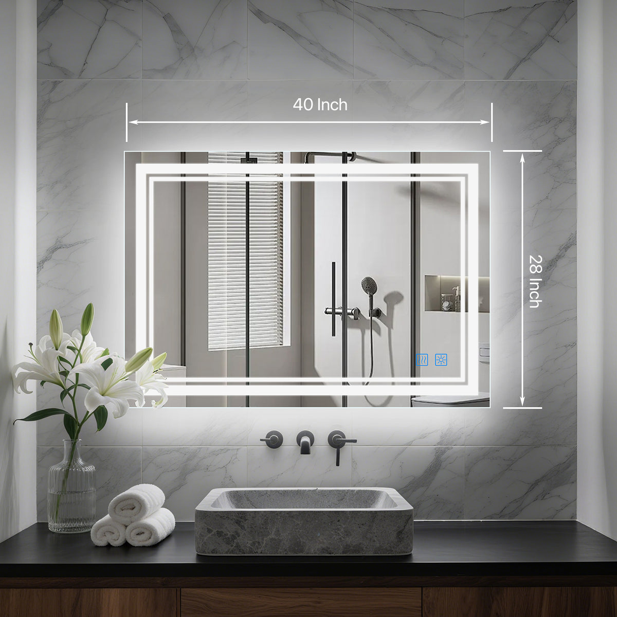 32"x 24" LED Mirror for Bathroom